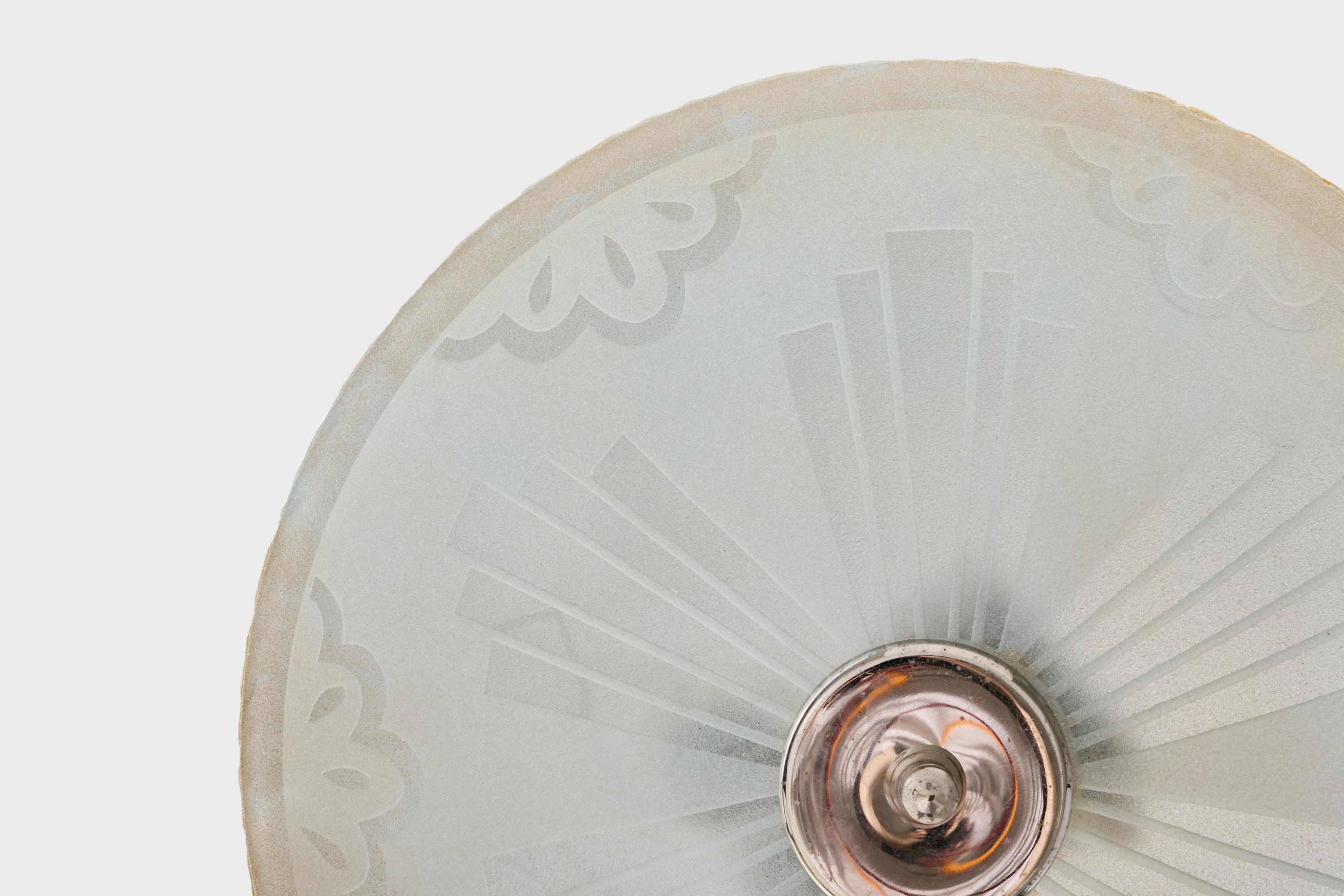 Vetro Designer svedese, lampada a sospensione, nichel, vetro, Svezia, anni '1930 in vendita