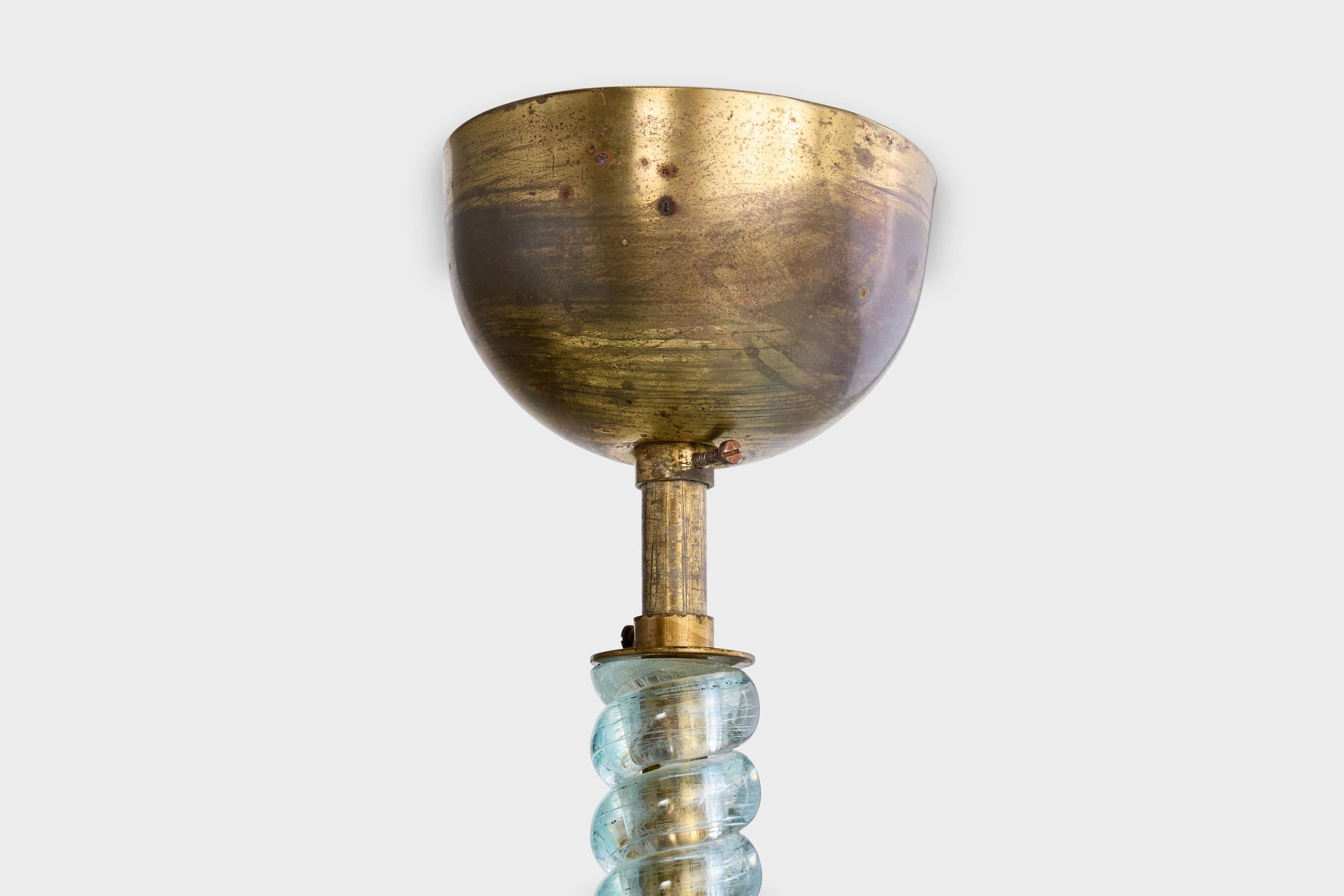 Designer svedese, lampada a sospensione, ottone, vetro, Svezia, anni '1940 in vendita 3