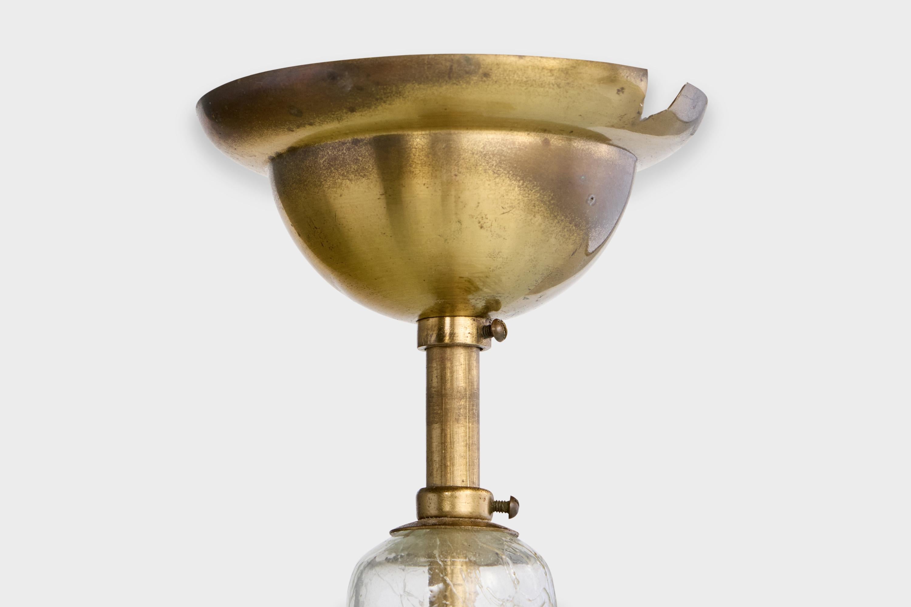 Designer svedese, lampada a sospensione, vetro, ottone, Svezia, anni '40 in vendita 4