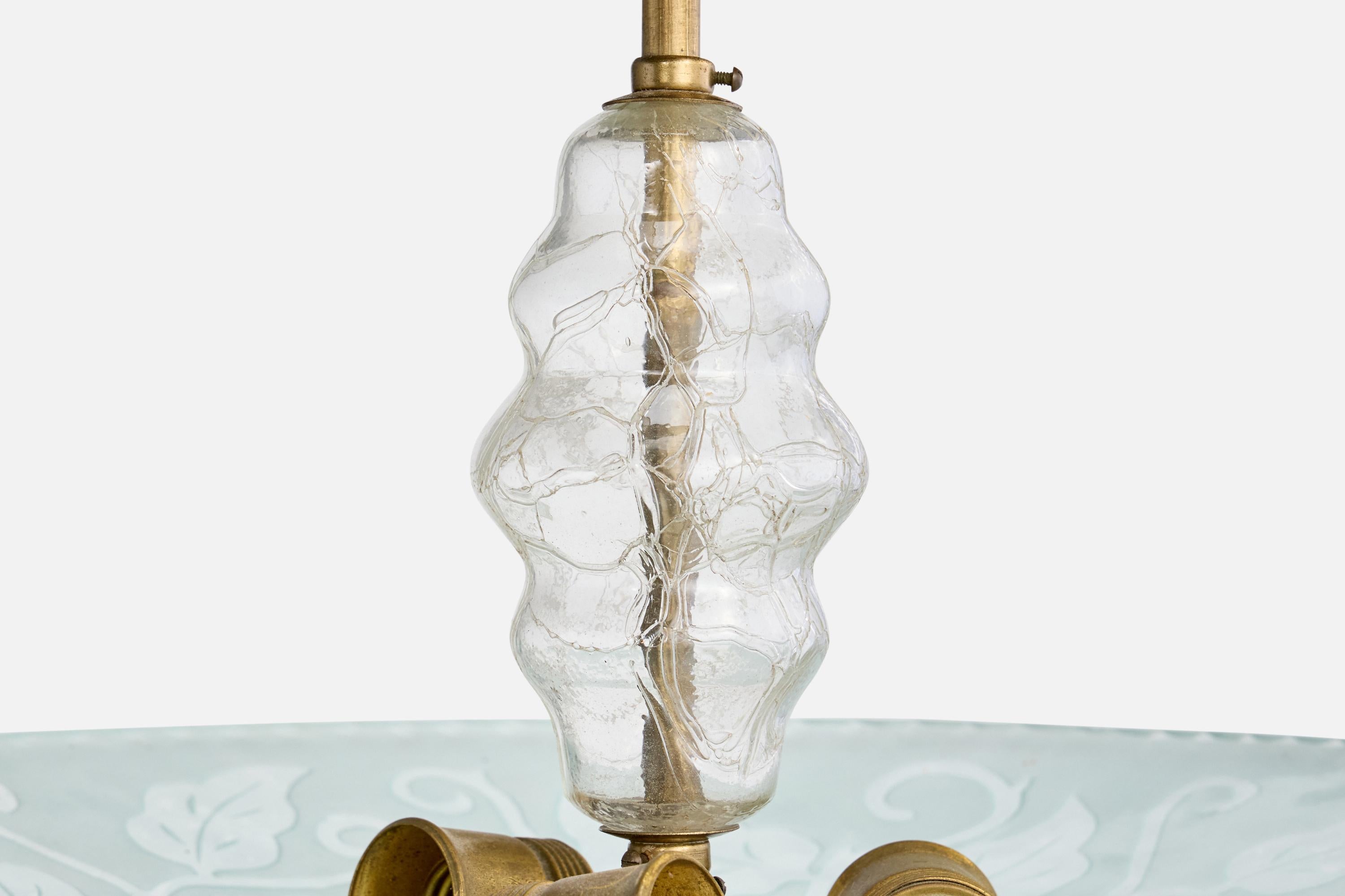 Designer svedese, lampada a sospensione, vetro, ottone, Svezia, anni '40 in vendita 3