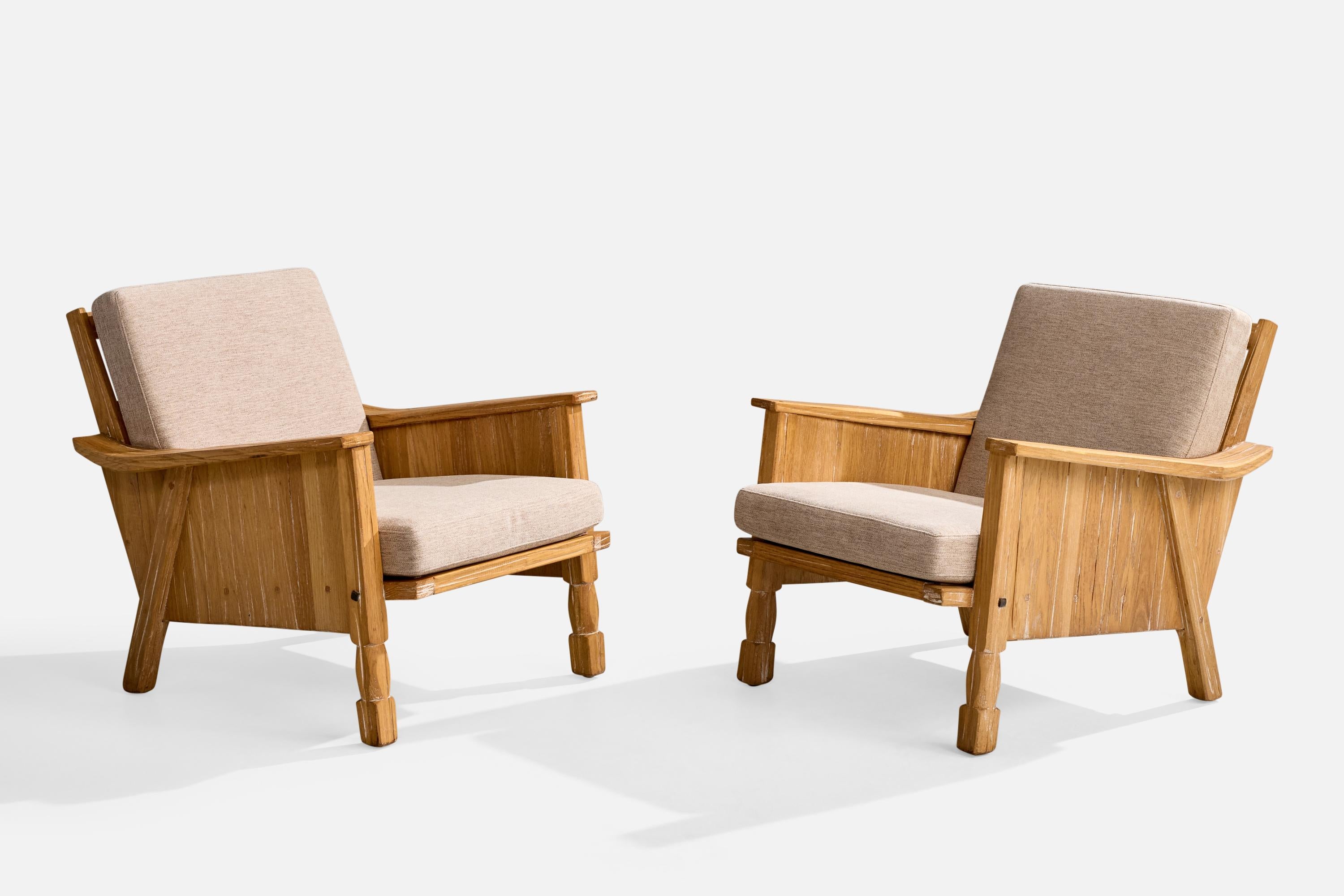 A. Brandt Ranch Oak, Sillas de salón, Tela, Roble, EE.UU., Década de 1950 Moderno de mediados de siglo en venta