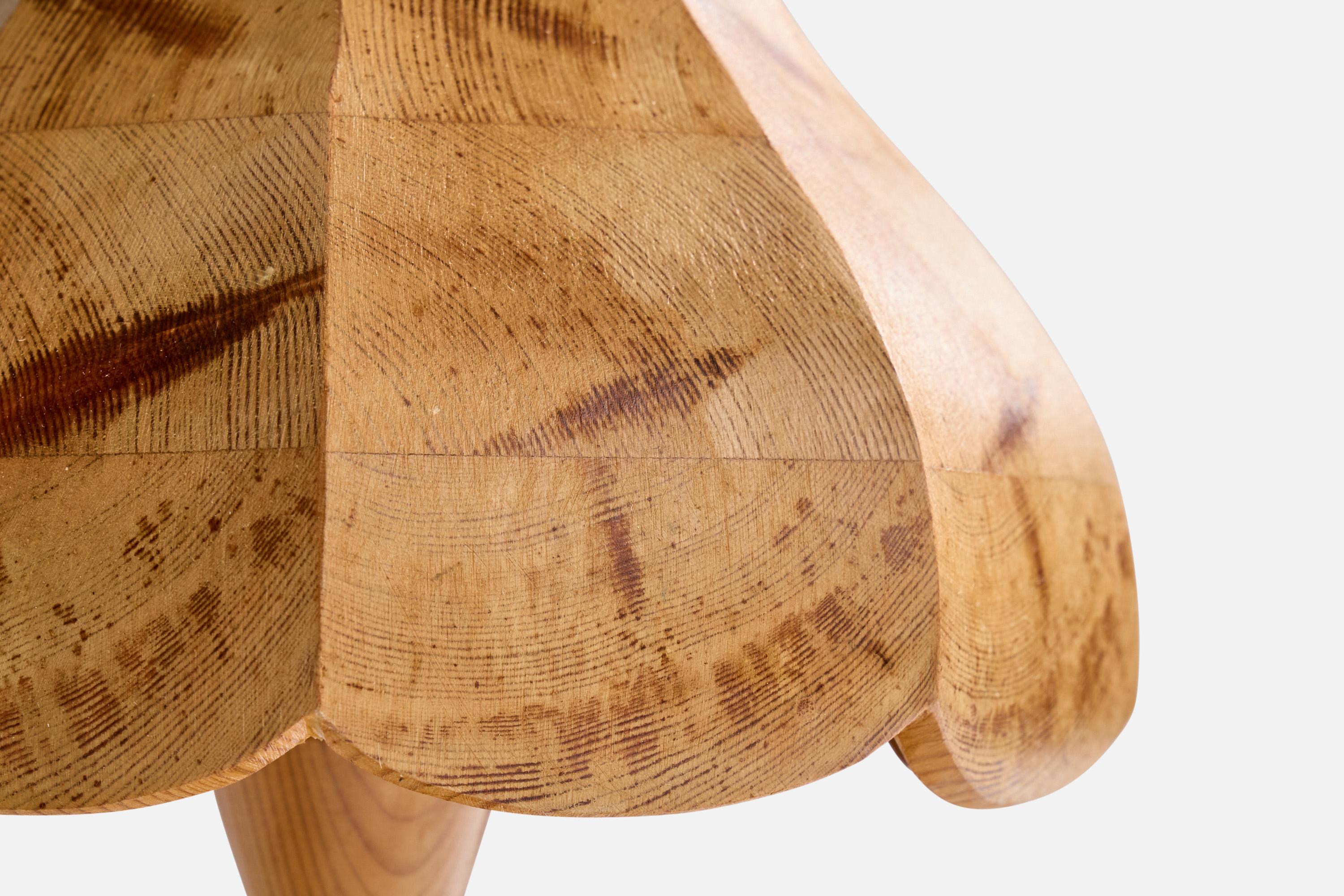 Wood Swedish Designer, Table Lamp, Pine, Sweden, 1970s For Sale