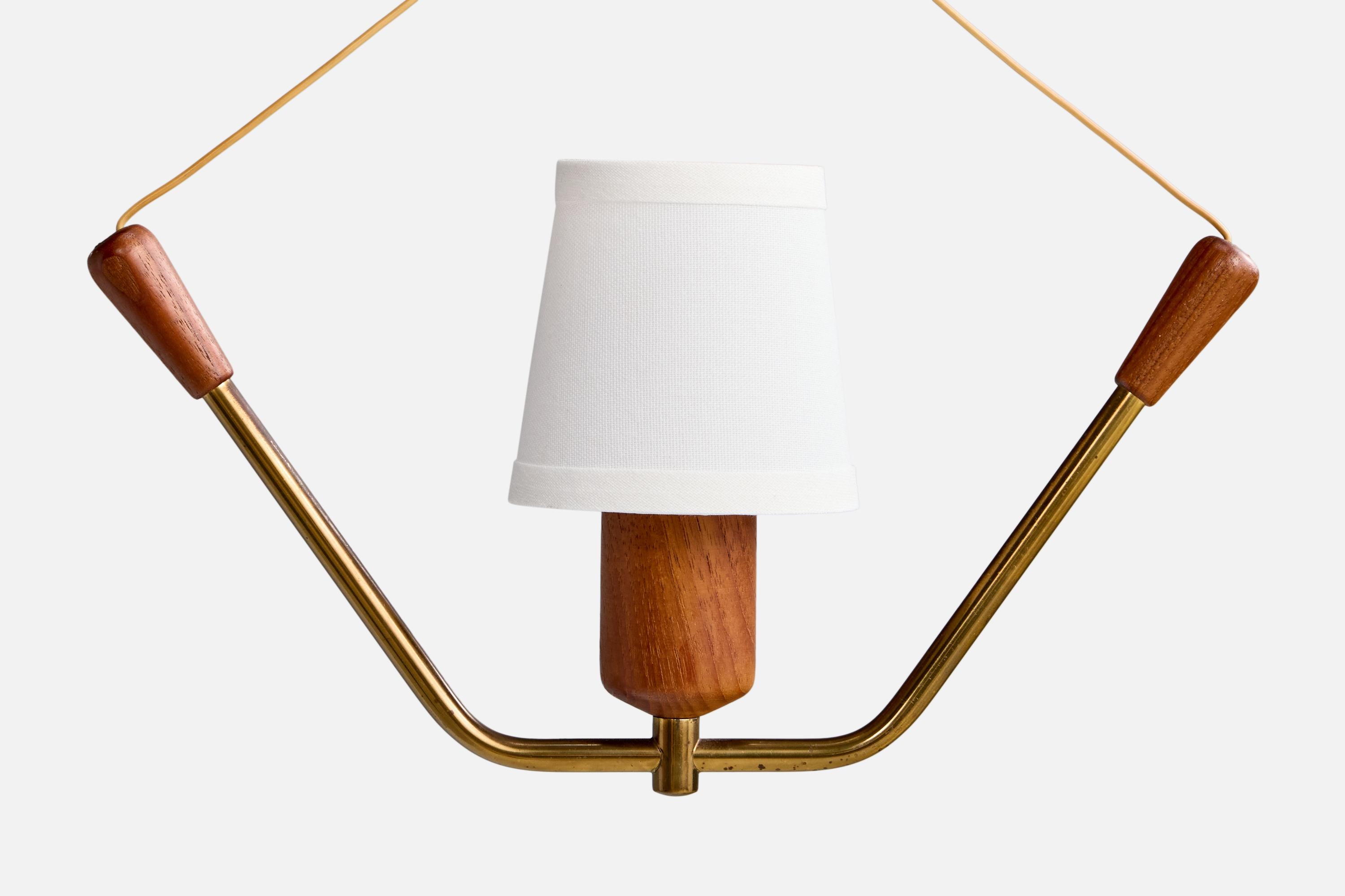 Design/One, Design-Light, laiton, teck, tissu, Suède, années 1950 Bon état - En vente à High Point, NC