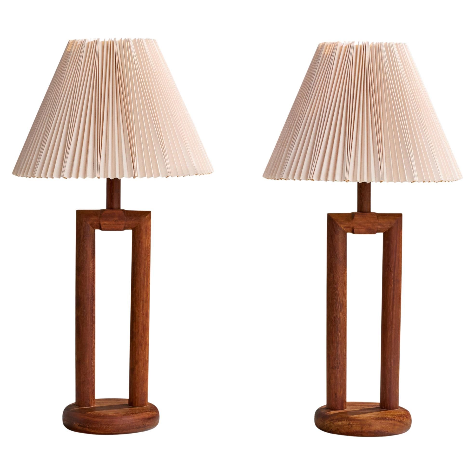 American Designer, Table Lamps, Wood, Paper, USA, 1950s For Sale