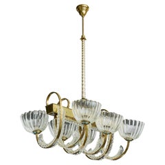 Atribución Seguso, Araña, Latón, Vidrio, Italia, Años 40