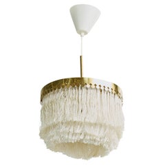 Hans-Agne Jakobsson, Pendant Light, Brass, Fabric, Sweden, 1960s