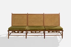 Gajanan Upadhyay, Sofa, Rattan, Teak, Velvet, India, 1964