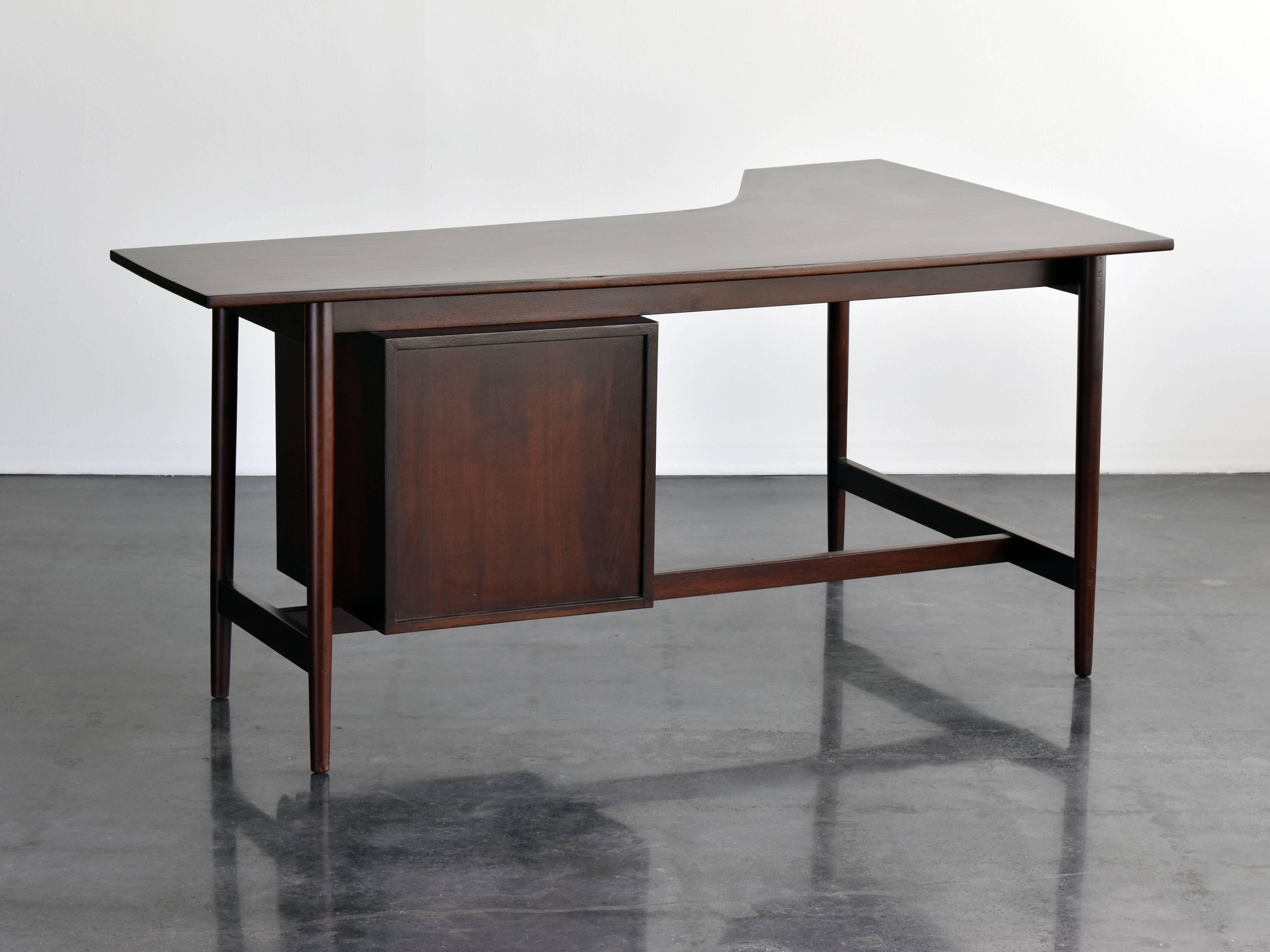 Mid-Century Modern Richard Artschwager, Signed Rare Studio Desk, Dark Walnut, 1957