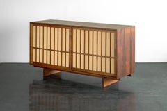 George Nakashima, Sliding Door Cabinet, Walnut and Pandanus Cloth, before 1958