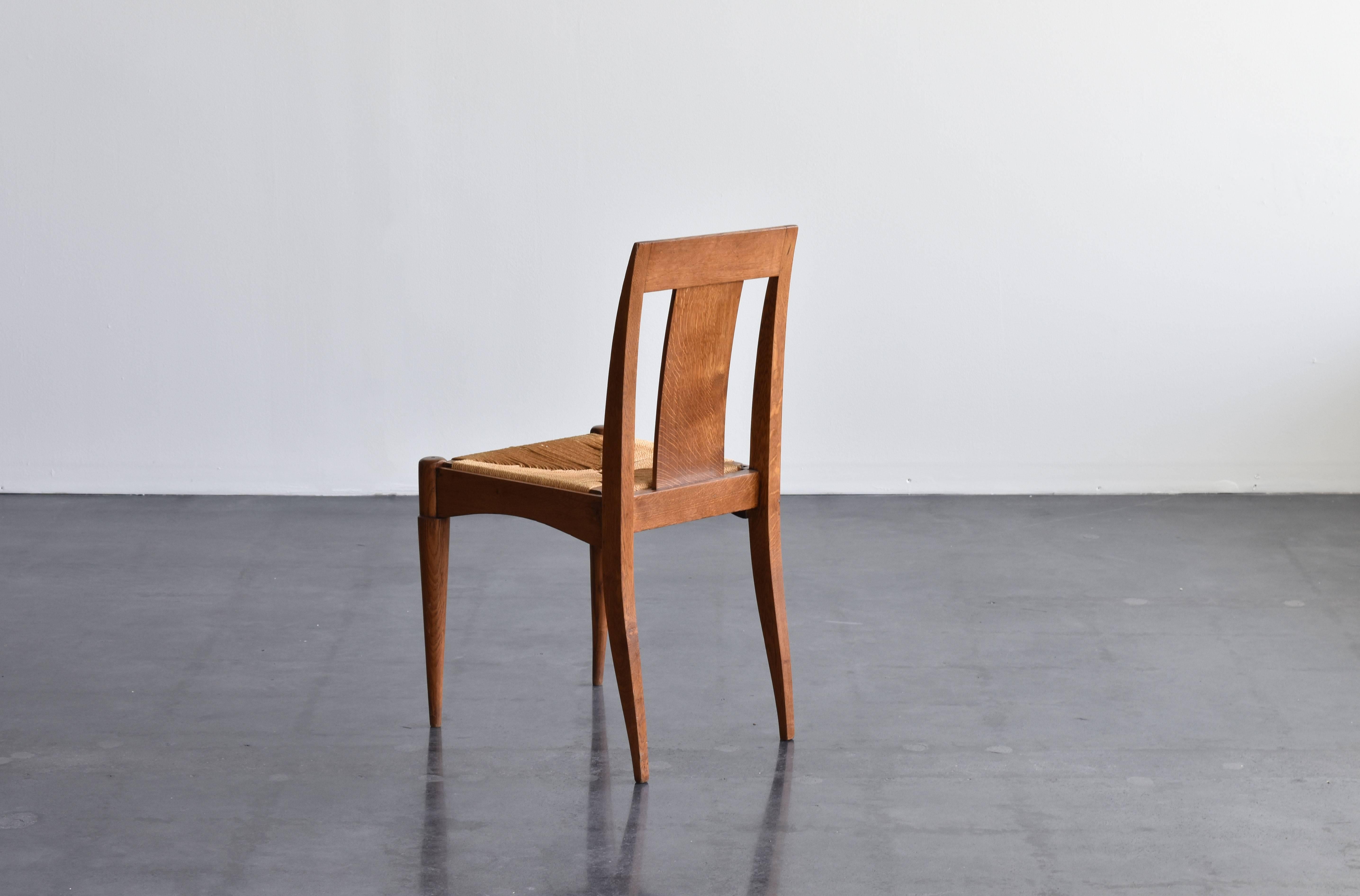 Mid-20th Century Émile-Jacques Ruhlmann, Oak Desk and Chair, Cité Universitaire de Paris, 1932