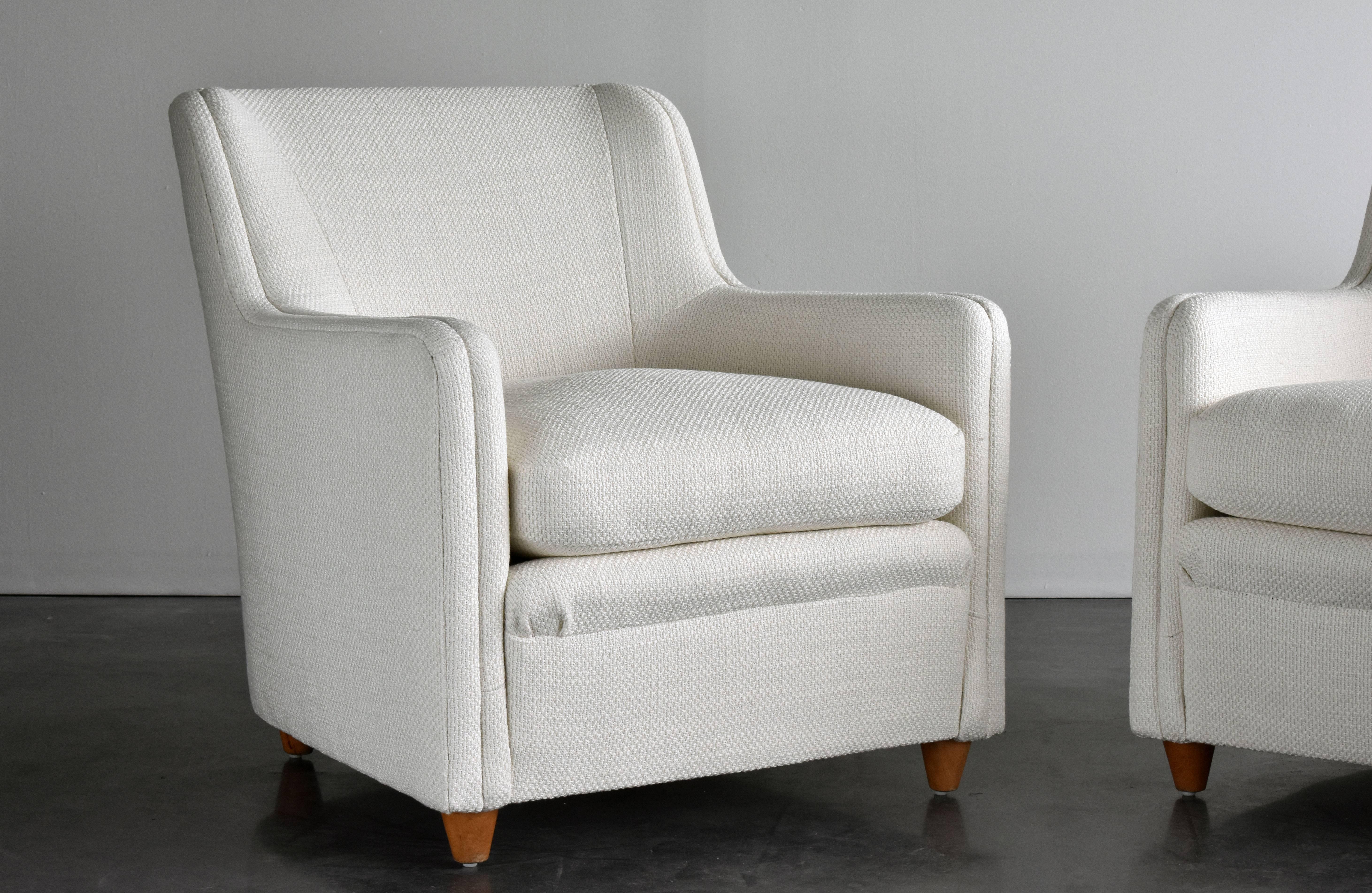 Chenille Gio Ponti, White Lounge Chairs from Transatlantico Conte Grande, 1940s Italian