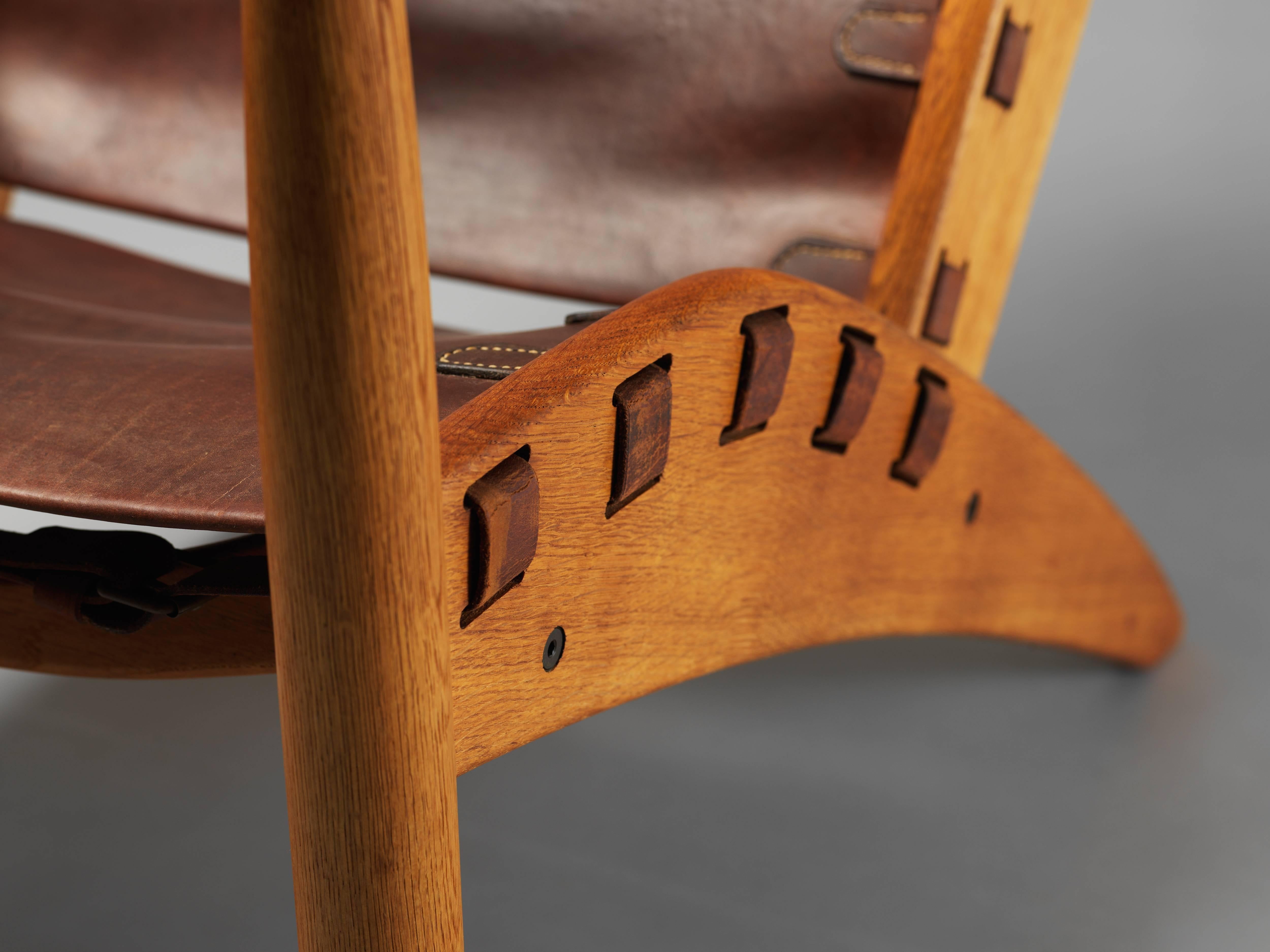 Mogens Voltelen, Copenhagen Lounge Chair II, Oak, Natural Brown Leather, 1960 1