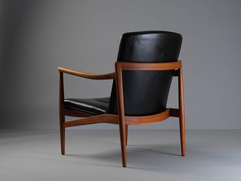 Jacob Kjaer, Adjustable Lounge Chair, Teak, Original Black Leather