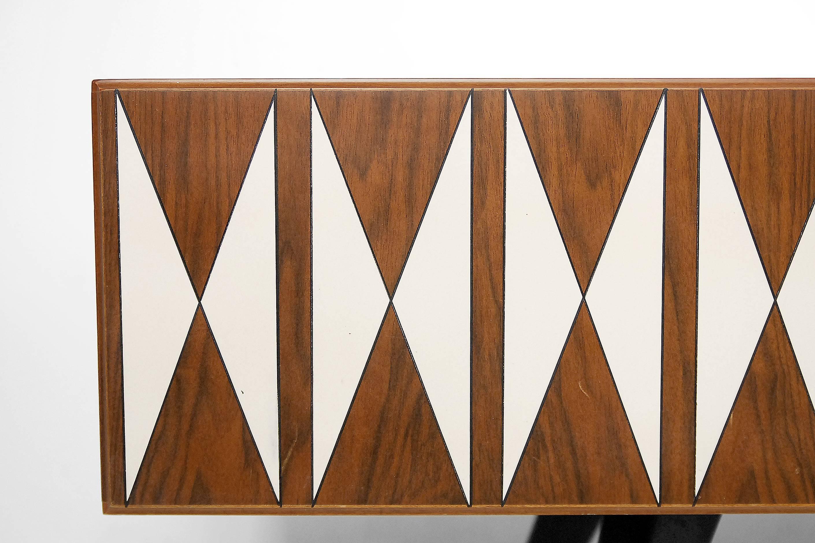 Late 20th Century Scandinavian Low Sideboard with Midcentury Pattern, 1970s