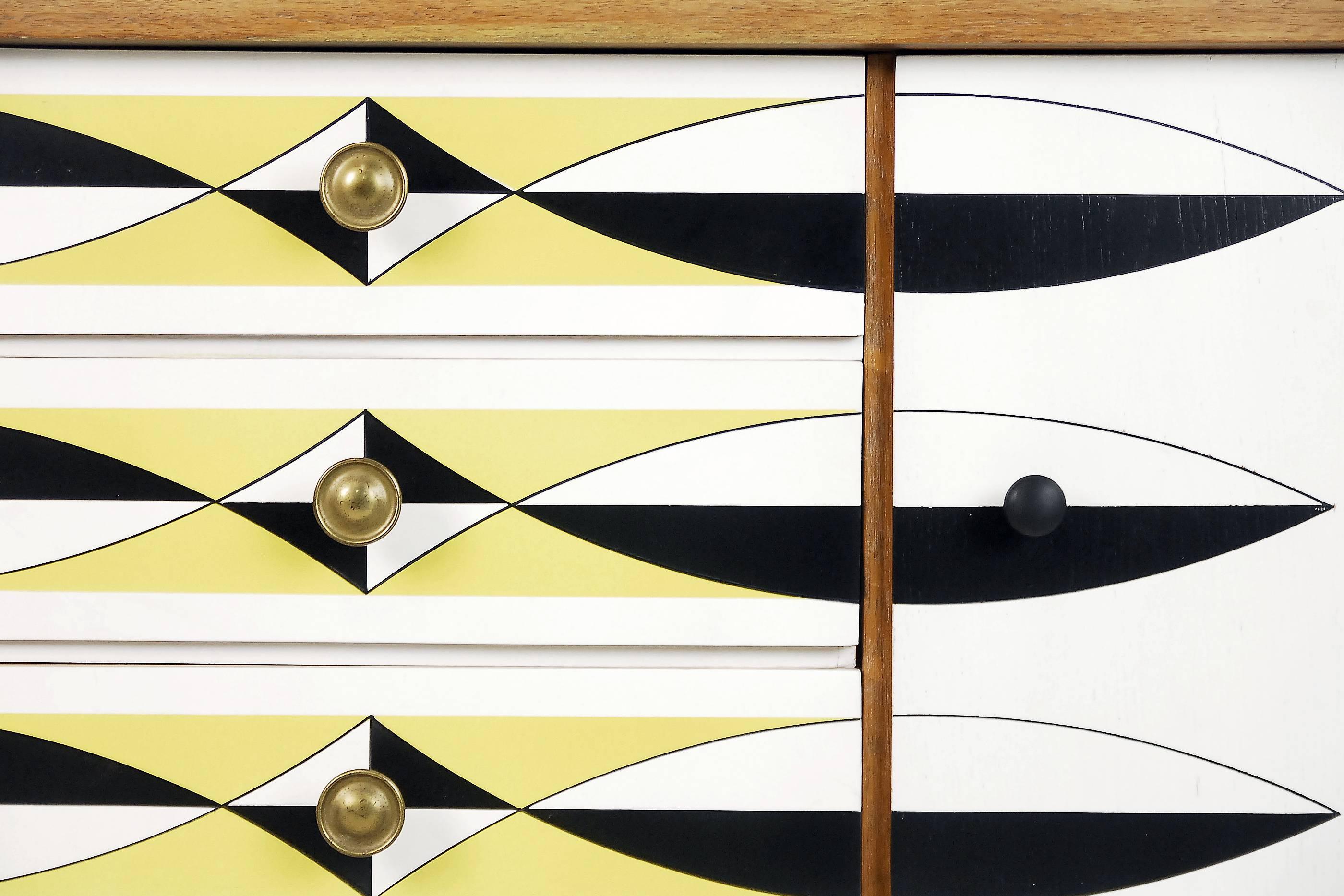 Scandinavian Modernist Cabinet with Pattern, 1960s