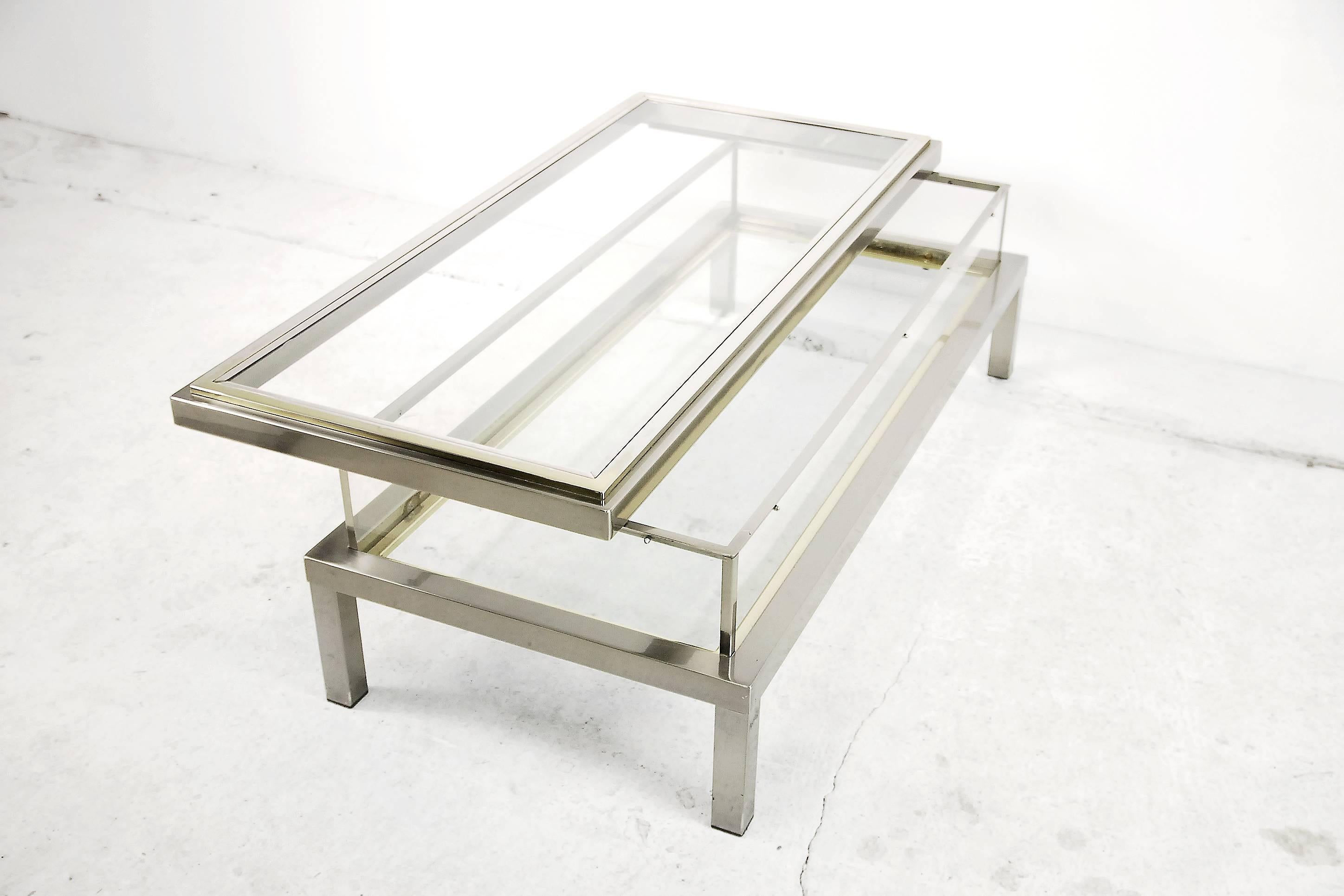 Late 20th Century Coffee Table with Glass Case by Maison Jansen, 1970s For Sale
