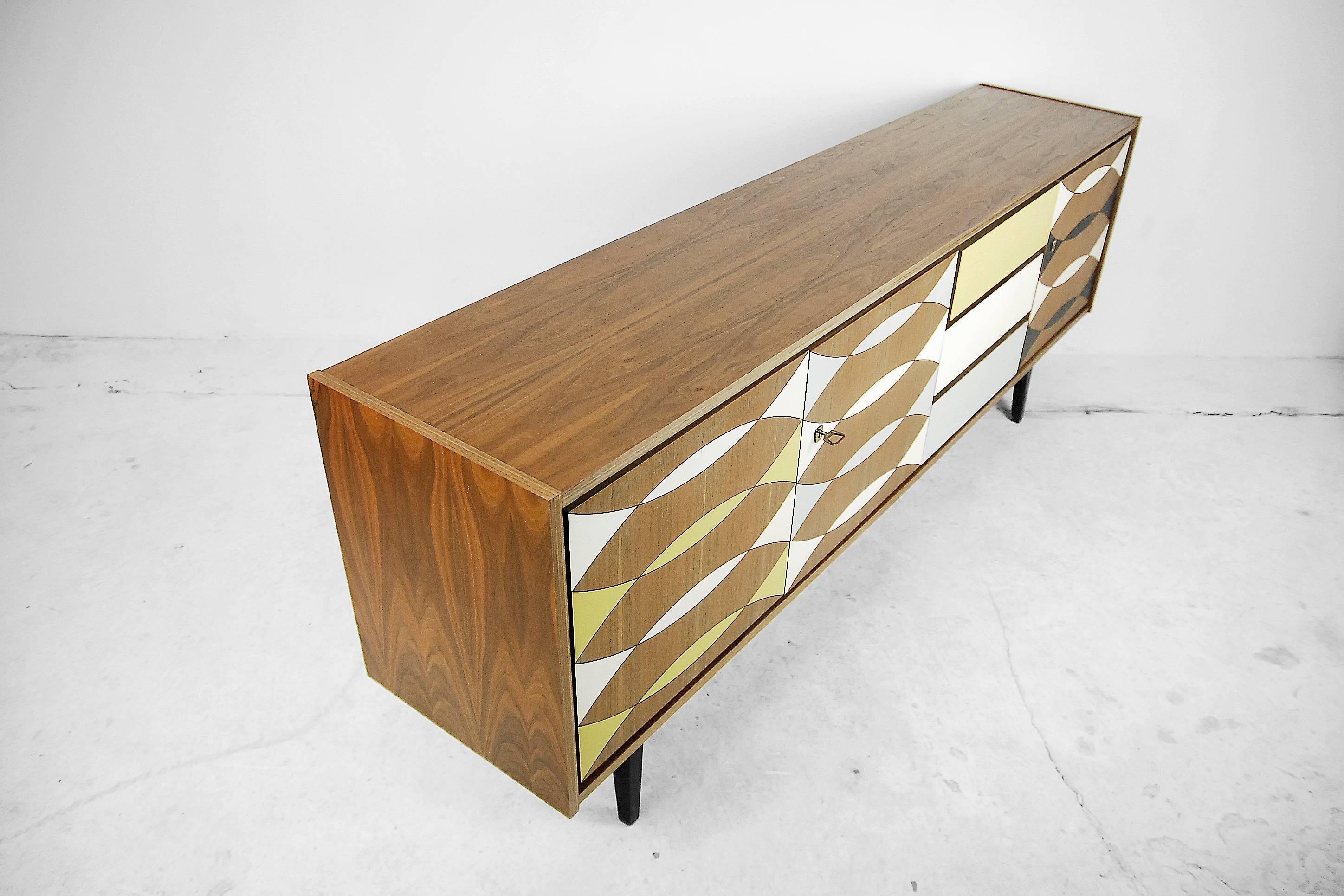 Hand-Painted Swedish Patterned Sideboard, 1960s