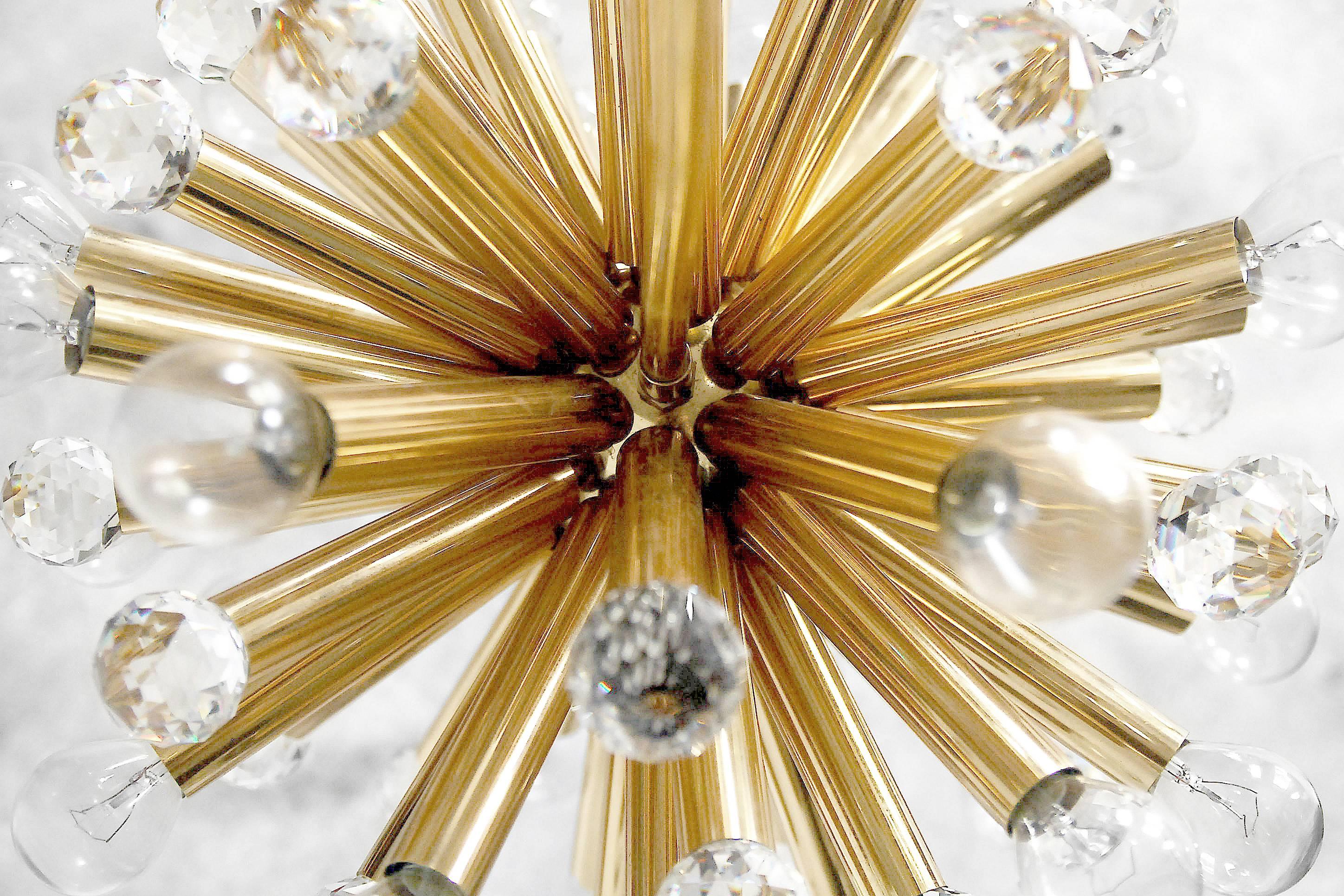 Gilt Brass Pendant Lamp with Swarovski Balls from Ernst Palme, 1960s For Sale 1