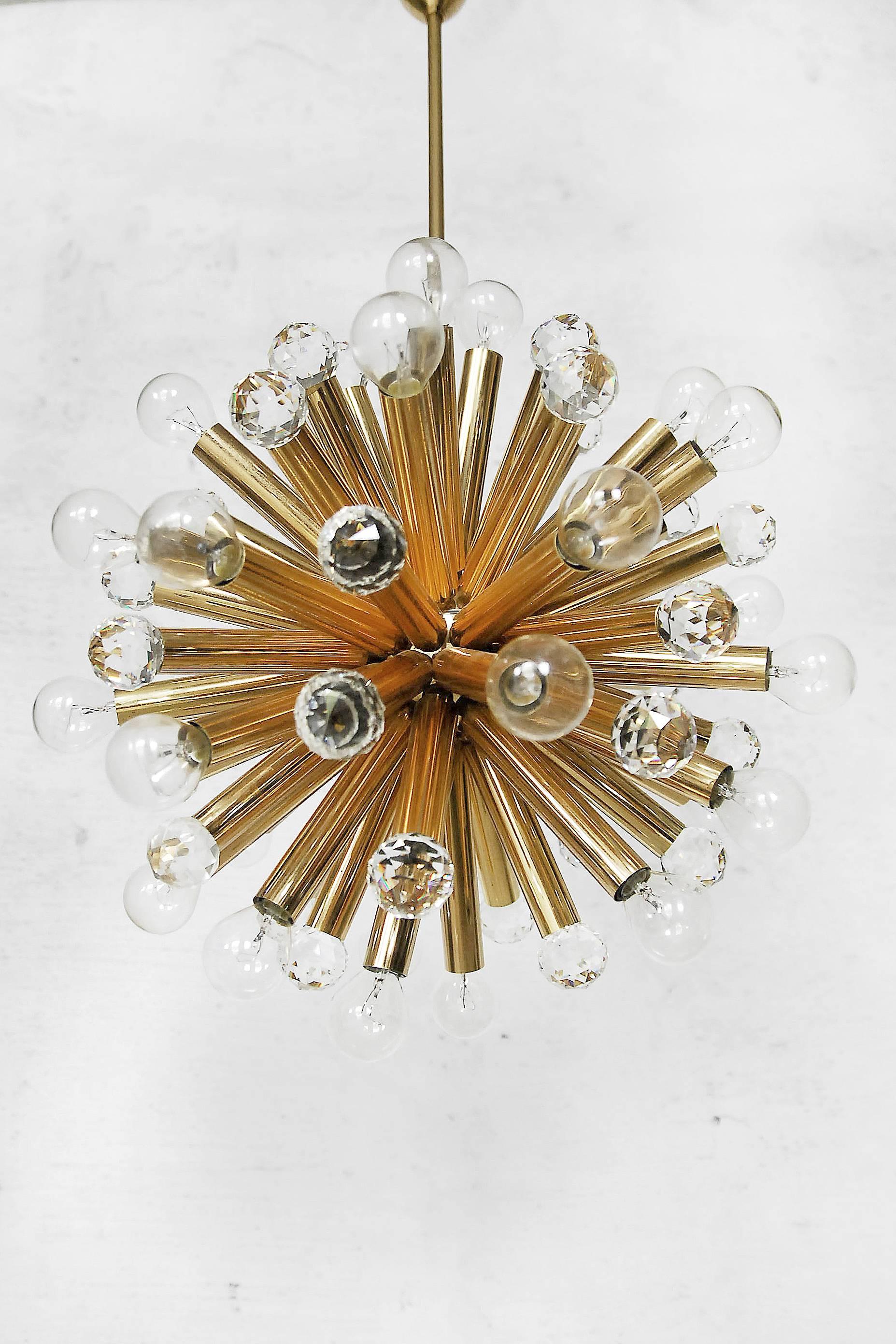 Gilt Brass Pendant Lamp with Swarovski Balls from Ernst Palme, 1960s For Sale 4