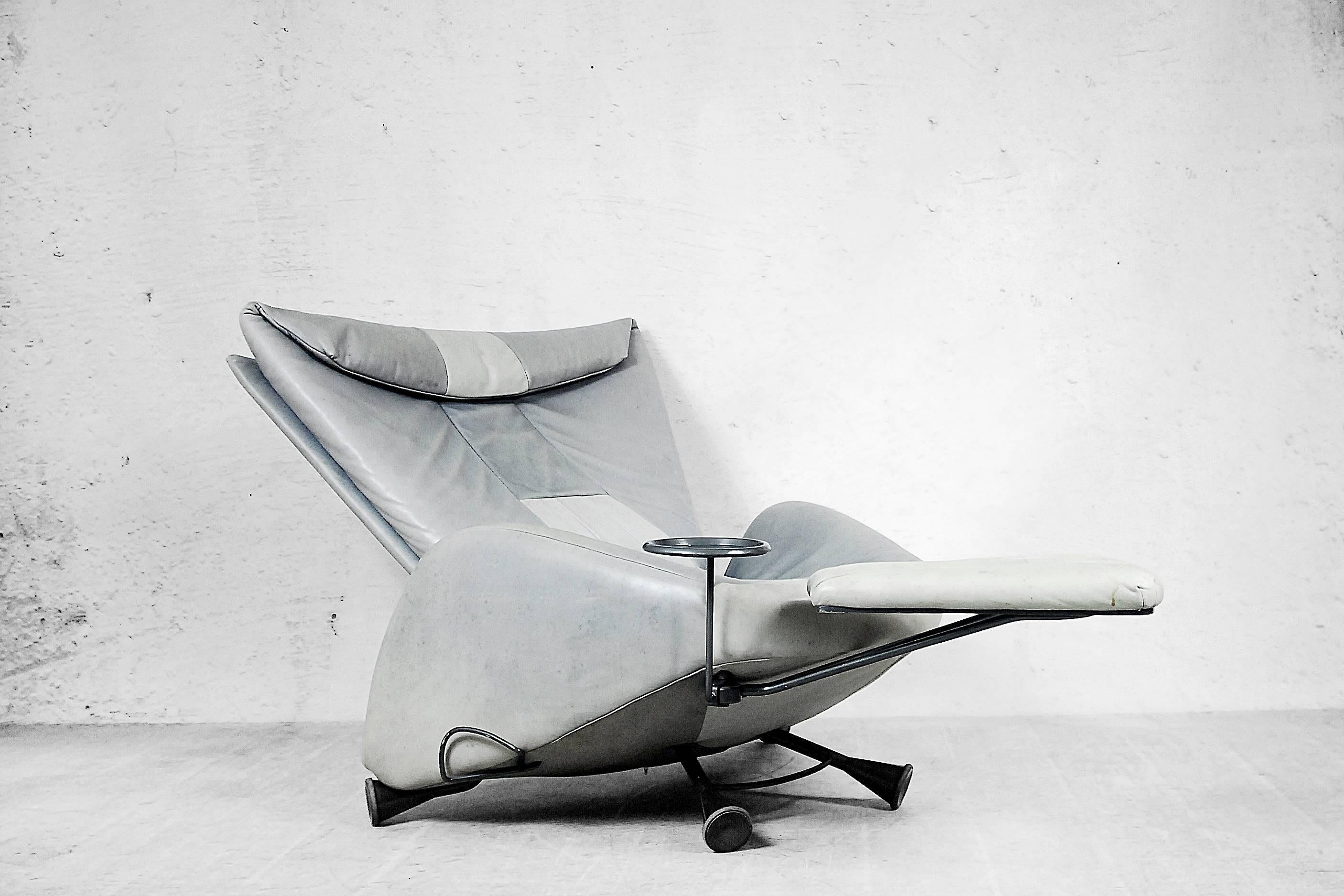 Space Age Adjustable Chair with Ottoman and Table by Kurt Ziehmer, 1980s
