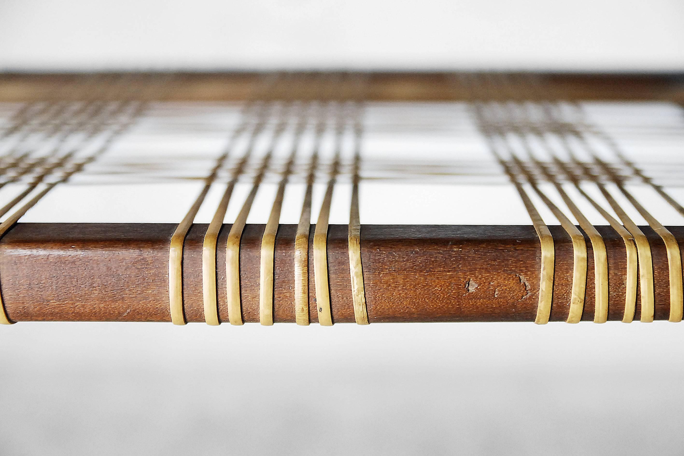 Danish Teak Coffee Table with Cane Shelf, 1960s In Good Condition For Sale In Warsaw, PL