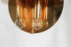 Copper Gold Pendant Lamp with Eight Lights, 1970s