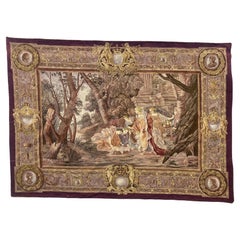 Grazioso arazzo vintage a punto d'ago francese, "Mosè salvato dal "