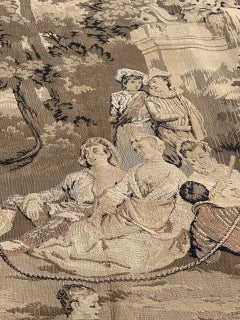 Bonito panel de tapiz Jacquard de estilo Aubusson francés antiguo