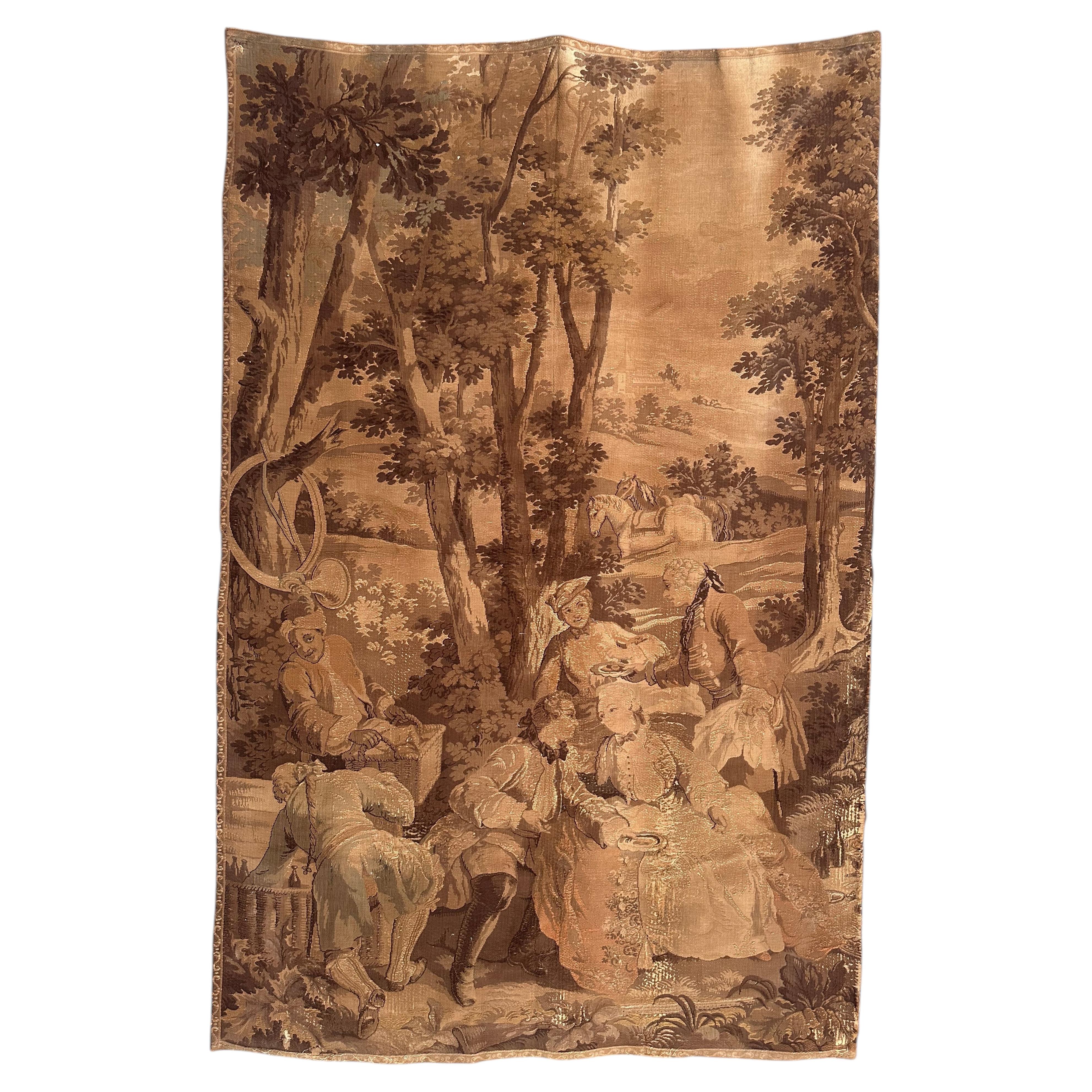 Pretty antique French Aubusson Style Jacquard Tapestry panel For Sale