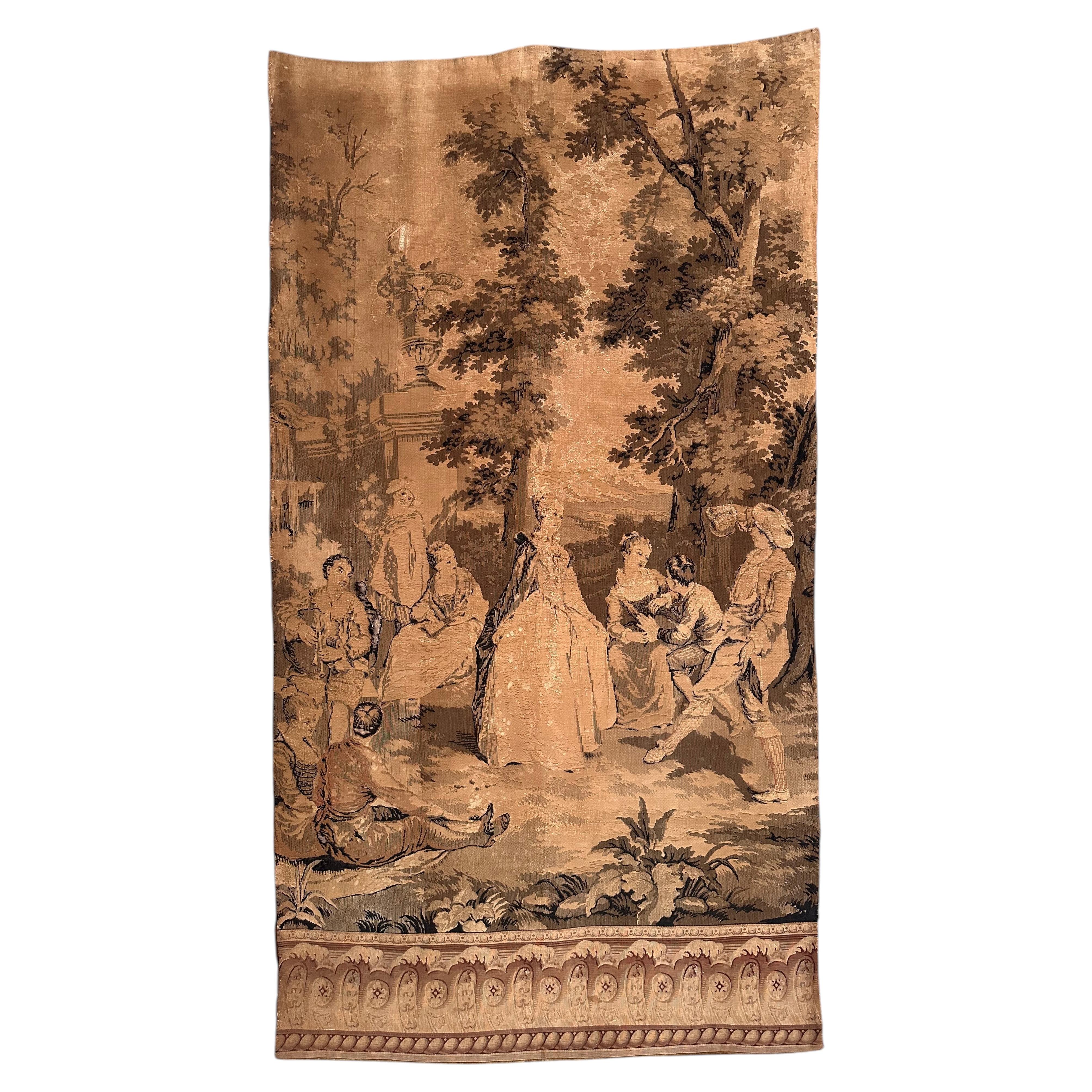 Hübsche antike französische Aubusson-Stil Jacquard-Wandteppich Panel im Angebot