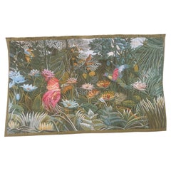 Bell'arazzo Jacquard francese vintage "foresta tropicale" (Henri Rousseau)