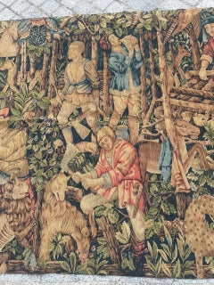 Wonderful Vintage screen printed french Tapestry medieval design “Bûcherons”