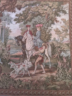 pretty vintage French Aubusson style Jacquard tapestry