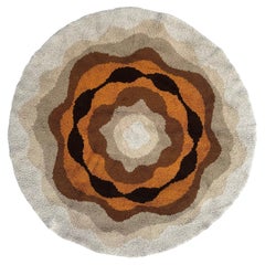 Pretty vintage hand knotted French Cogolin round rug