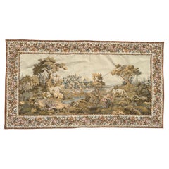 nice mid century jacquard Aubusson style tapestry. "sheep Grazing"