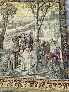 Nice vintage Aubusson style Jacquard Tapestry "Maximilian's hunt" "old Brussels"