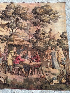 Nice antique French Aubusson Style Jacquard Tapestry "village"
