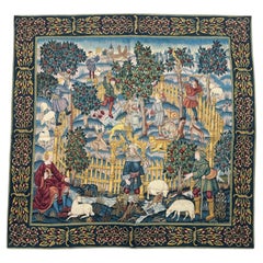 Nice French Aubusson Style silk screen printed tapestry « enchanted park »