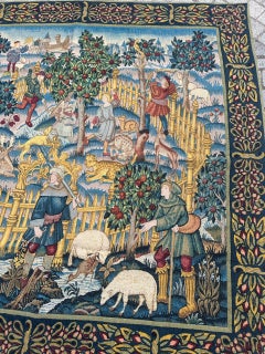 Nice French Aubusson Style silk screen printed tapestry « enchanted park »