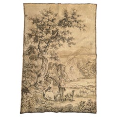 Nice antique French Aubusson Style Jacquard Tapestry "shepherds"