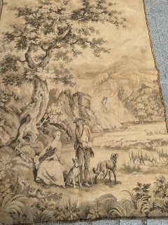 Nice antique French Aubusson Style Jacquard Tapestry "shepherds"