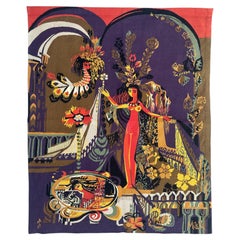 Nice mid century modern French Aubusson Tapestry by Mileva