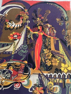 Nice mid century modern French Aubusson Tapestry by Mileva