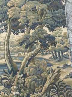 Nice Midcentury French Aubusson Style Jacquard Halluin Tapestry «Verdure Mallard