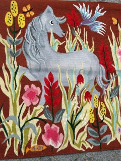 Nice Modern French Aubusson Tapestry by Michèle Ray "Vif d'argent"