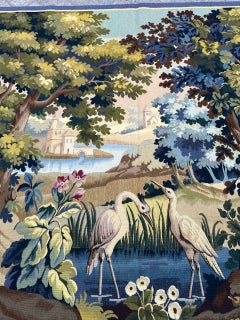 Nice vintage French Aubusson tapestry «landscape with bird»