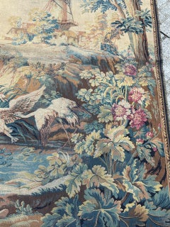 Nice vintage French Aubusson Style Jacquard tapestry "landscape with herons"