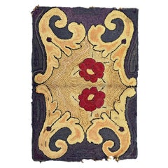 Small American Vintage Hook Rug fragment