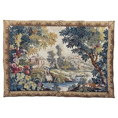 Nice vintage French Aubusson Style Jacquard Tapestry « the Lignon»