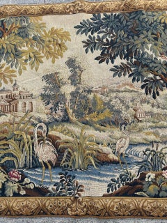 Nice vintage French Aubusson Style Jacquard Tapestry « the Lignon»